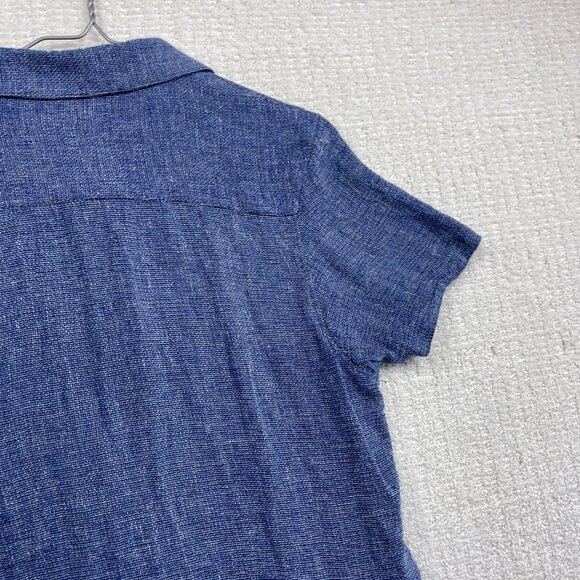 Tenth + Ocean Linen Button Down Shirt Men’s Sz M Blue Collared Casual Denim Read - Picture 14 of 16